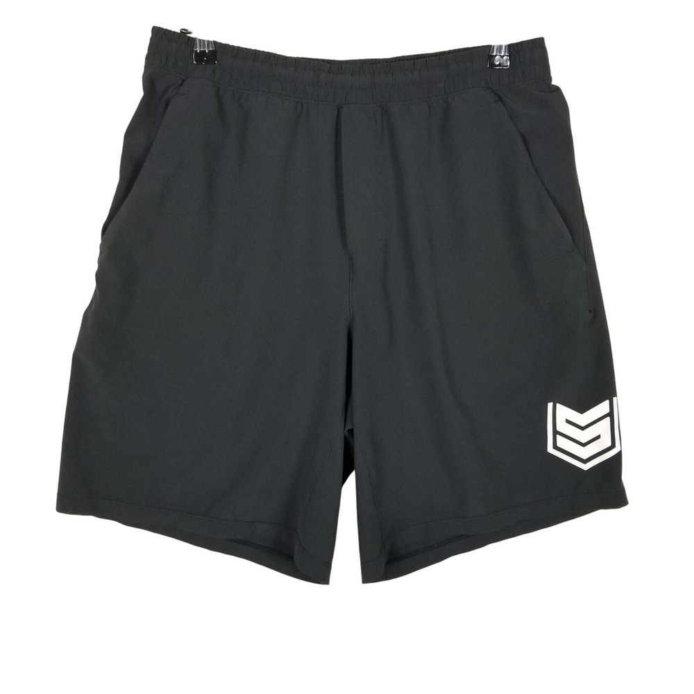 Lululemon Athletic Shorts Men Large Black Graphic Training Gym Performance